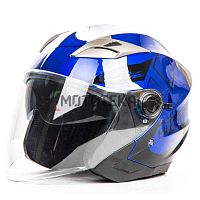 Шлем мото открытый HIZER (Хайзер) B208 (S) #3 blue/black (2 визора)