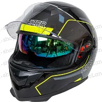 Шлем мото интеграл HIZER (Хайзер) J5318 №1 (L) black/yellow (2 визора)
