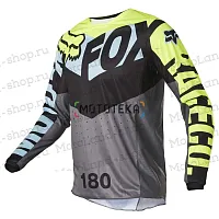 Джерси/футболка для мотокросса (детская) FOX (Фокс) №1 / Grey/Neon-Green (рост 145-155 см)