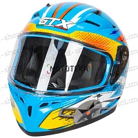 Шлем мото интеграл GTX 578S №2 (S) BLUE / ORANGE YELLOW подростковый