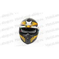 Шлем мото интеграл GTX 5672 №2 (M) BLACK/FLUO ORANGE GREY (2 визора)