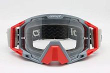 Мотоочки кроссовые ROCKOT (Рокот) RM - 375 (серый - красный/прозрачная, Anti - Scratch/Anti - Fog)