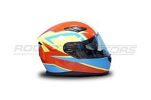 Шлем интеграл с очками ROCKOT (Рокот) RM-133 Blaze (M) (красный/желтый/синий глянцевый)