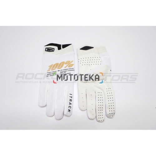 Мотоперчатки кроссовые 100% #4 (XL, белый)