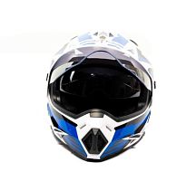 Шлем мото мотард HIZER (Хайзер) J6802 (M) #6 white/blue (2 визора)