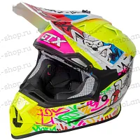 Шлем мото кроссовый GTX 632S №1 (S) FLUO YELLOW / RED BLUE детский (49-50)