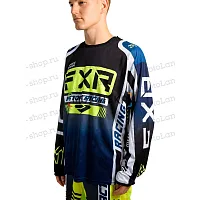 Джерси/футболка для мотокросса FXR №4 (XL) blue/black/white/neon green