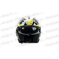Шлем мото открытый GTX 278 №2 (M) BLACK/FLUO YELLOW WHITE (2 визора)