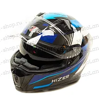 Шлем мото интеграл HIZER (Хайзер) J5320 №1 (L) black/blue (2 визора)