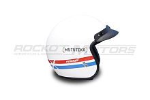 Шлем открытый с козырьком ROCKOT (Рокот) RM-391 Classic Trip (XS) (белый глянцевый)