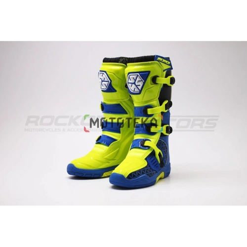 Мотоботы кроссовые SCOYCO (Скойко) MBM009, лайм/синий, 40