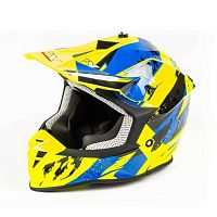 Шлем мото кроссовый GTX 633 (S) #1 FLUO YELLOW/BLUE BLACK