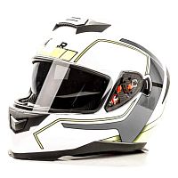Шлем мото интеграл HIZER (Хайзер) J5318 (L) #2 white/yellow (2 визора)