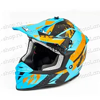 Шлем мото кроссовый GTX 633 №2 (XL) BLUE/ORANGE BLACK