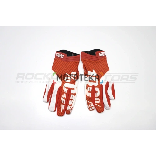 Мотоперчатки кроссовые 100% #5 (M, белый/красный)