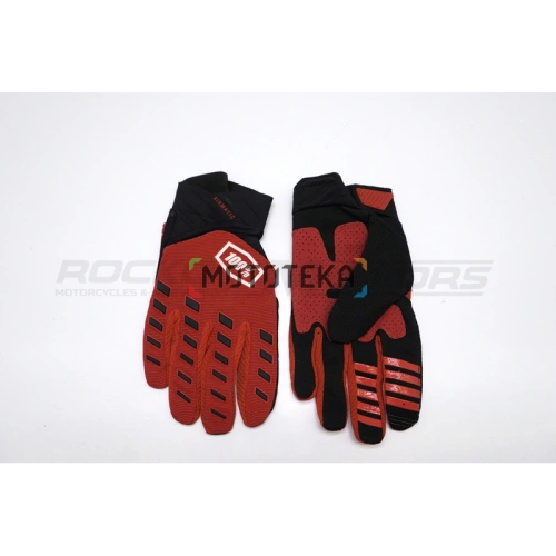 Мотоперчатки кроссовые 100% #1 (XL, красный/чёрный)