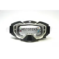 Очки кроссовые ROCKOT (Рокот) RM-337 (белый-чёрный/прозрачная, Anti-Scratch)