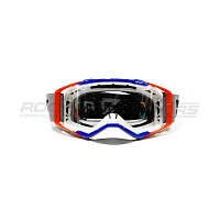 Очки кроссовые ROCKOT (Рокот) RM-135 (синий-красный-белый/прозрачная, Anti-Scratch)