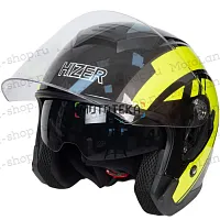 Шлем мото открытый HIZER (Хайзер) J222 №2 (S) black/yellow (2 визора)