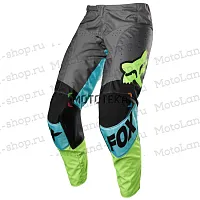 Штаны для мотокросса (детские) FOX (Фокс) №1 / Grey/Neon-Green (рост 145-155 см)