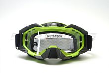 Мотоочки кроссовые ROCKOT (Рокот) RM - 337 (зеленый - черный/прозрачная, Anti - Scratch)