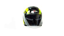 Шлем мото открытый HIZER (Хайзер) J222 (M) #2 black/yellow (2 визора)
